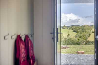 View out the front door into nature